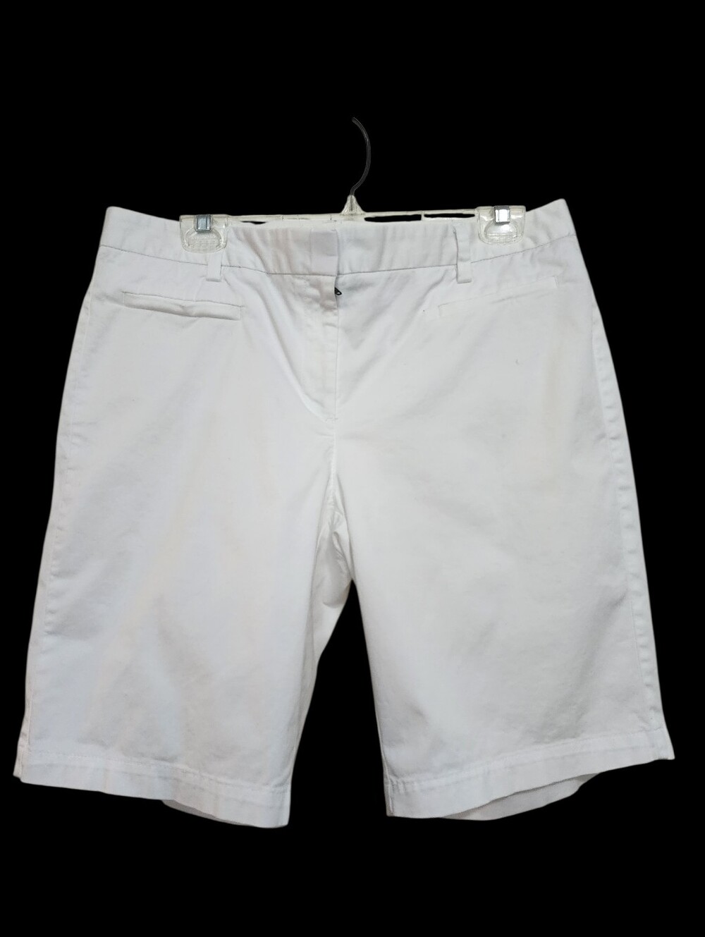 Lands End White Cotton 4 Pocket Stretch Bermuda Shorts SZ 12